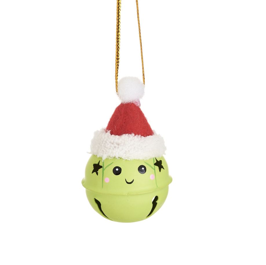 Sass &amp; Belle - Brussel Sprout in Santa Hat Bell Decoration