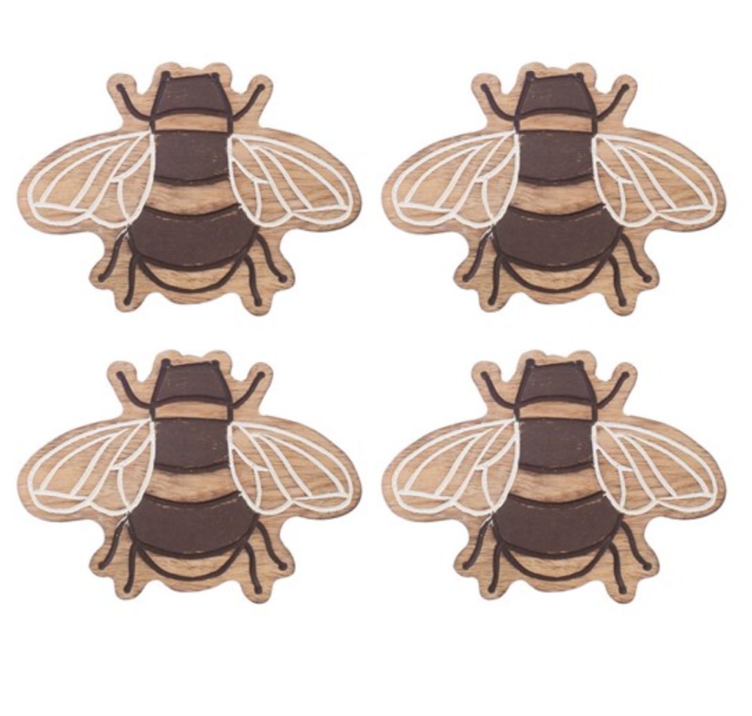 Sass &amp; Belle - Wooden Bee Coasters - Set of 4