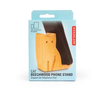 Kikkerland - Cat Beechwood Phone Stand