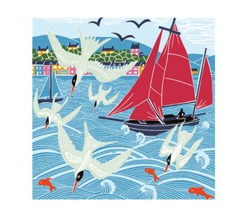 The Art File -Sailboats &amp; Seagulls - Kate Heiss Card