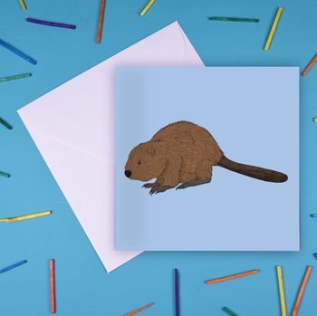 Button &amp; Squirt-  Beaver Greetings Card