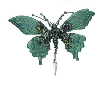 Gisela Graham - Acrylic Clip-on Dec 18cm - Green Butterfly