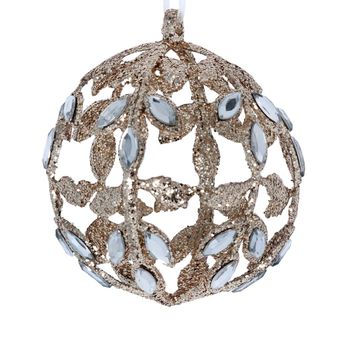 Gisela Graham - Acrylic Bauble 10cm - Gold/Diamante