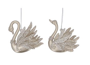 Gisela Graham - Acrylic Dec 10cm - Pale Gold Swan