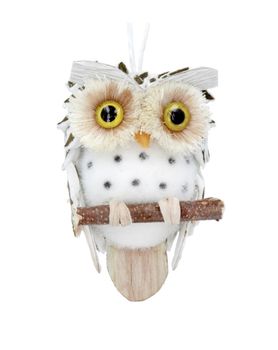 Gisela Graham - Bristle Hanging Dec 7cm - Natural Owl