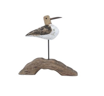 Gisela Graham - Wood Ornament, Mini - Rustic Seagull On Plinth