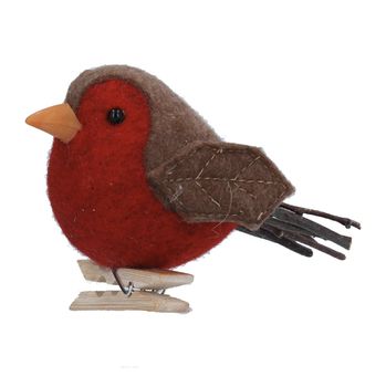 Gisela Graham - Wool Dec 8cm - Robin on Peg