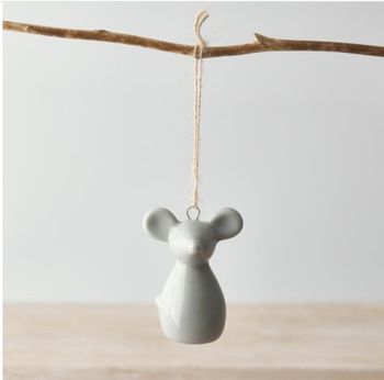 Noel &amp; Co - Grey Ceramic Hanging Mouse
