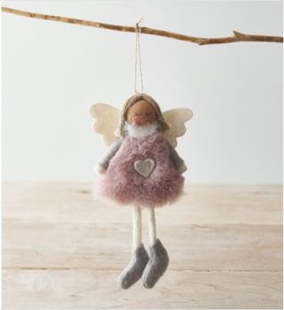 Noel &amp; Co - Pink Fabric Hanging Angel