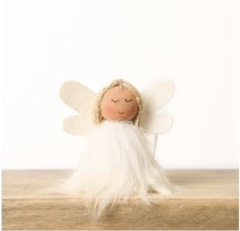 Noel &amp; Co - Sitting White Fabric Angel