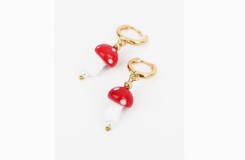 My Doris - Red Mushroom Hoop Earrings