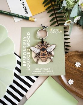 Ferne Creative - Great Yellow Bumblebee Wooden Keyring