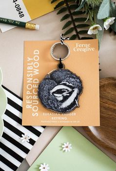Ferne Creative - Wooden Badger Keyring