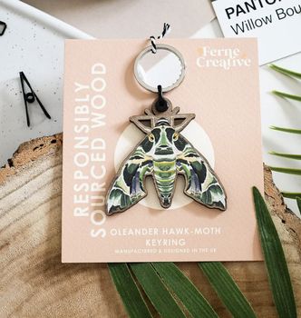Ferne Creative - Oleander Hawk-Moth Wooden Keyring