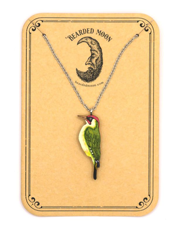 Bearded Moon - Green Woodpecker - Necklace