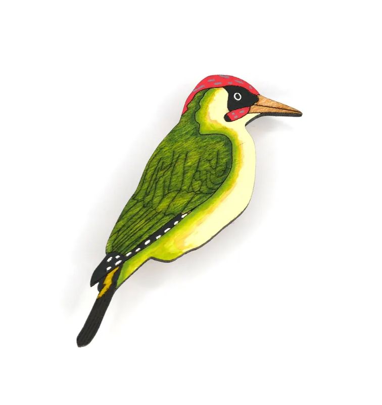Bearded Moon - Green Woodpecker - Brooch (Large)