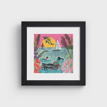 Tall Boy Prints - Sunset over the Lake - Black Frame - Kate Heiss