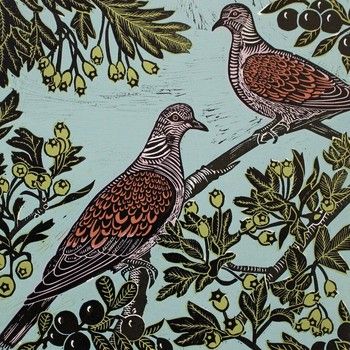 Tall Boy Prints - Two Turtle Doves Print - Black Frame