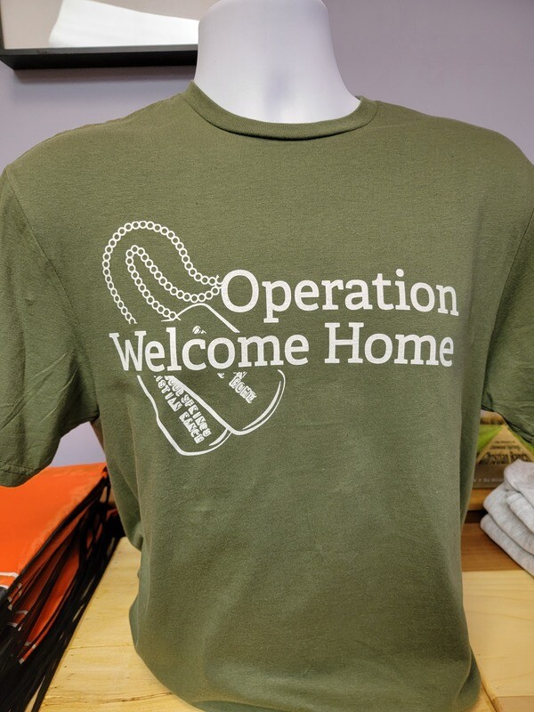 Original Operation Welcome Home Tee Green or Grey   original price $25.00