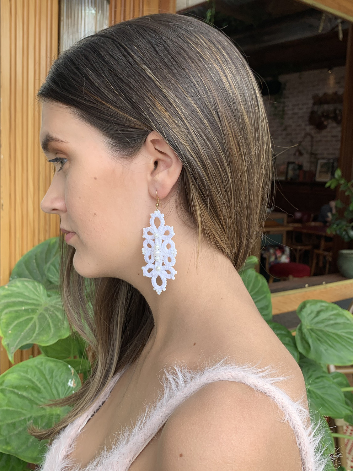 White With Pearl Tatty Earrings