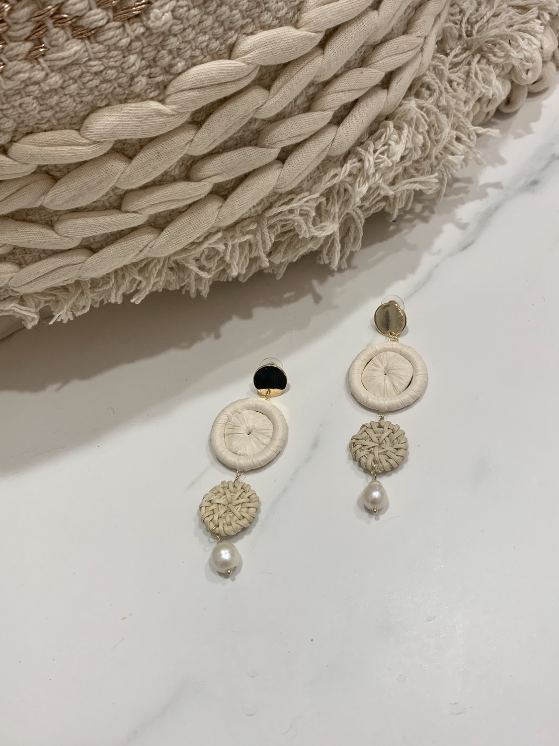 Circle Raffia Earrings
