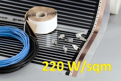 Комплекти BASIC за подово отопление, 220 Вт/кв.м, инфрачервено отоплително фолио, ширина на фолиото 50, 80 и 100 см