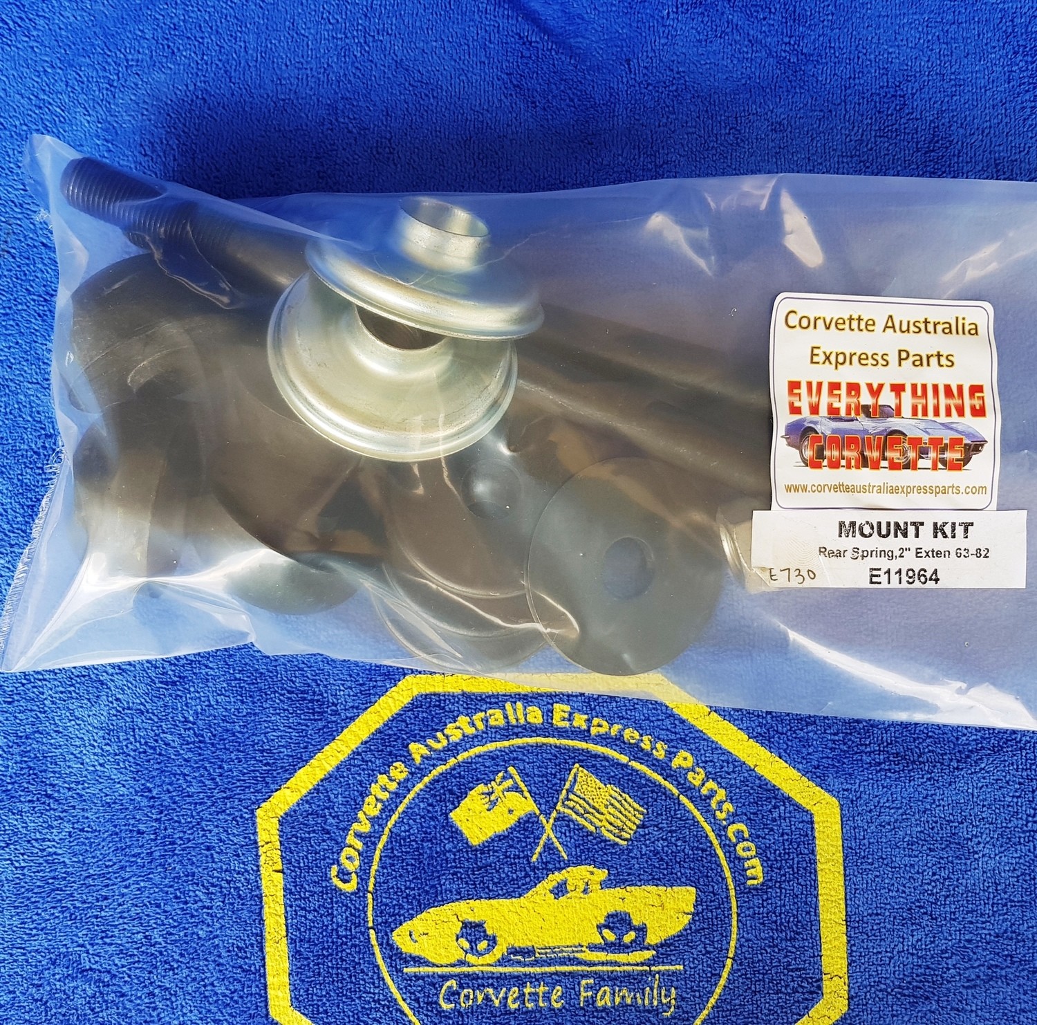 MOUNT KIT-REAR SPRING-RUBBER-EXTENDED BOLTS-2 INCHES LONGER (8")-14 PIECES-63-82 (#E11964) 2C4