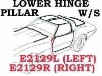 WEATHERSTRIP-LOWER HINGE PILLAR-COUPE, T TOP OR CONVERTIBLE-USA-LEFT-68-72 (#E2129L) 4A3
