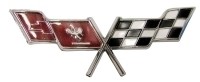 EMBLEM-FRONT SIDE FENDER-CROSS FLAGS-DARK RED-EACH-USA-77L-79 (#E16230)