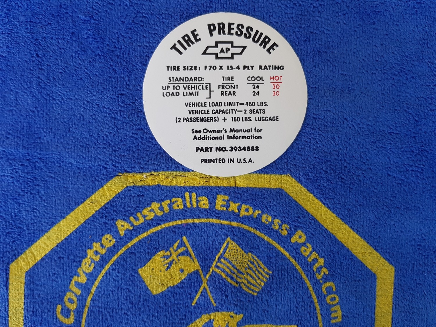 DECAL-TIRE PRESSURE-68-72 (#13557)  5C3
