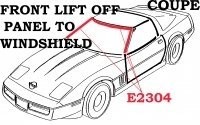 WEATHERSTRIP-FRONT LIFT OFF PANEL TO WINDSHIELD-COUPE AND CONVERTIBLE-USA-EACH-84-96 (#E2304)