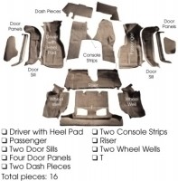 CARPET SET-COMPLETE-CONVERTIBLE-CUT PILE-MASS BACK-90-93 16 PIECES (#E4441)