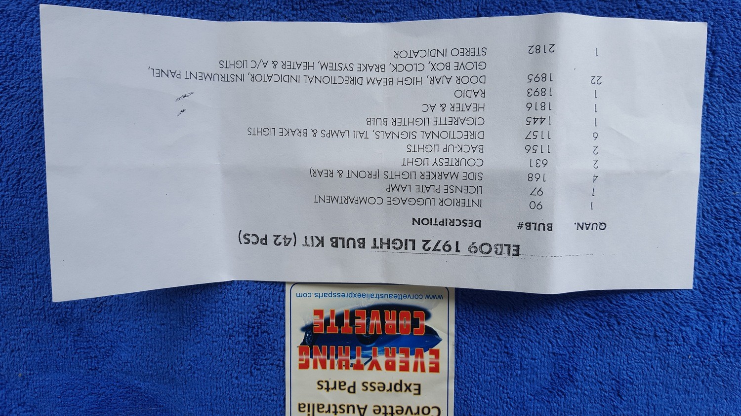 BULB KIT-INTERIOR-EXTERIOR-72 (#E3254) 4D3