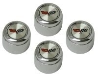 CAP SET-FACTORY ALUMINUM WHEEL-PLASTIC-REPLACEMENT-WITH EMBLEM-4 PIECES-82 (#E3340)  8-1
