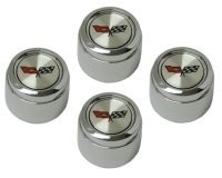 CAP SET-FACTORY ALUMINUM WHEEL-PLASTIC-REPLACEMENT-WITH EMBLEM-4 PIECES-82 (#E3340) 8-1