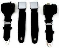 SEAT BELT CONVERSION ASSEMBLY-3 POINT-VERTICAL MOUNT-CHROME LIFT BUCKLE-COLORS-PAIR-63-67 (#E14780)