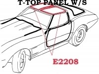 WEATHERSTRIP-T-TOP PANEL-WITH FASTENERS-USA-PAIR-77L-82 (#E2208) 4B2