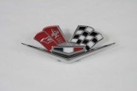 EMBLEM SET-FRONT SIDE FENDER-327 AND 409-GM RESTORATION-WITH FASTENERS-USA-PAIR-62-E63 (#E3154B)