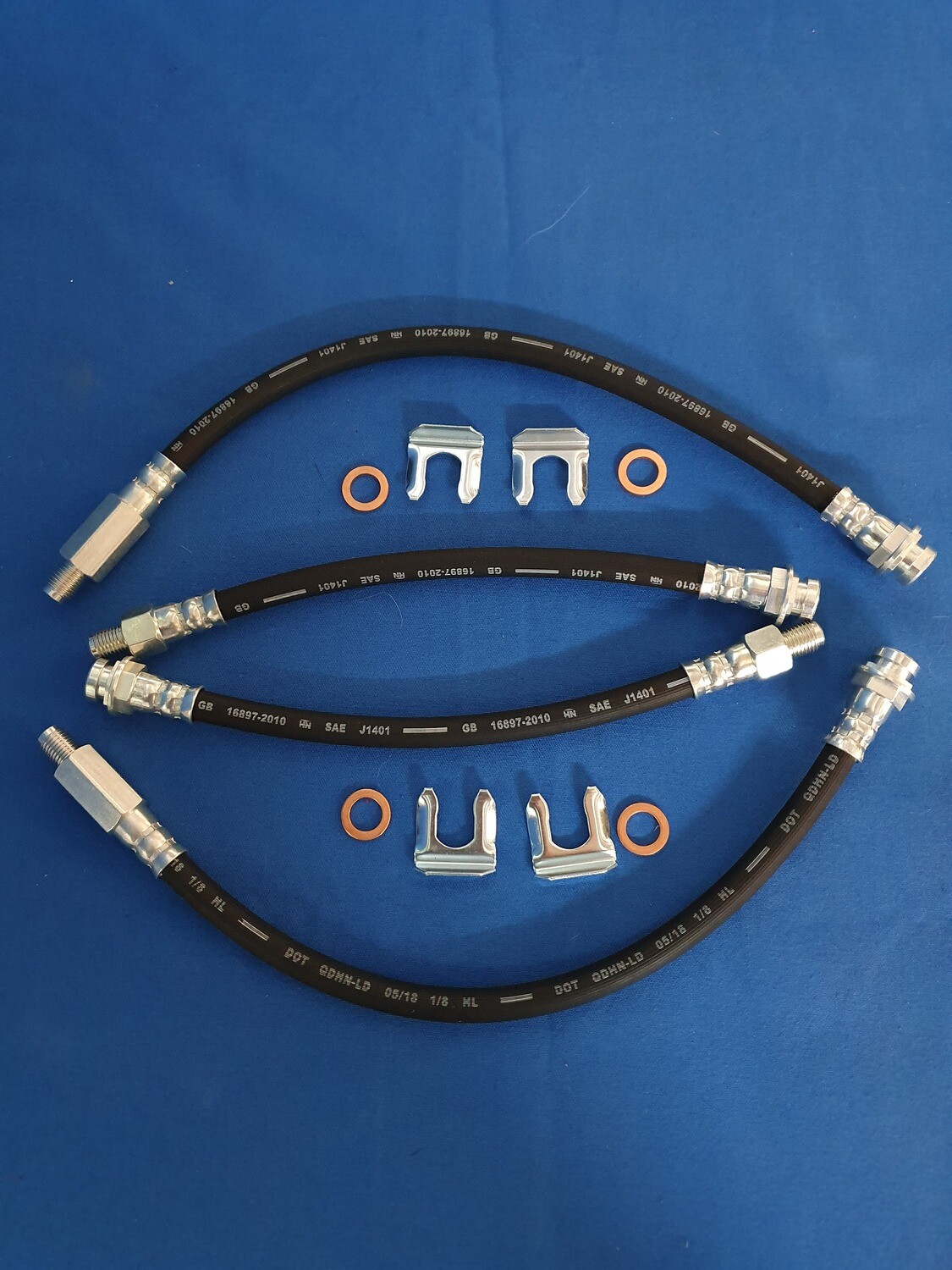 BRAKE HOSE CAR SET-WITH CLIPS AND WASHERS-63-82 (#E13165) 3B3