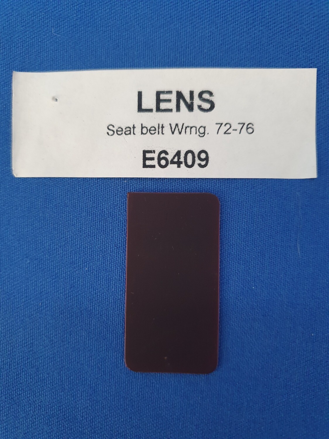 LENS-FASTEN SEAT BELTS-WARNING-72-76 (#E6409) 1F2