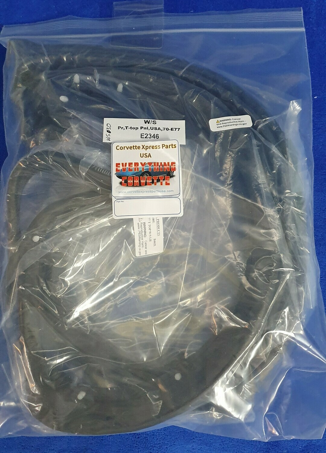 WEATHERSTRIP-T-TOP PANEL-WITH FASTENERS-USA-PAIR-70-E77 (#E2346) 4A2