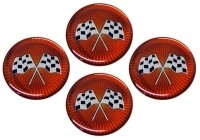EMBLEM SET-WHEEL-CROSS FLAG-RED SUNBURST-1 3-4-SET OF 4 (#E1526)