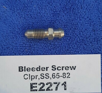 BLEEDER SCREW-CALIPER-STAINLESS STEEL-EACH-65-82 (#E2271) 3B3 BLEEDER SCREW-CALIPER-STAINLESS STEEL-EACH-65-82 (#E2271) 3B3