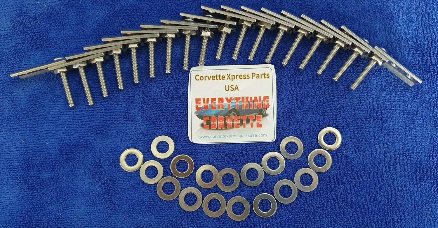 RETAINER SET-BUMPER-STAINLESS STEEL-18 PIECES-FRONT OR REAR-73-82 (#E7831)