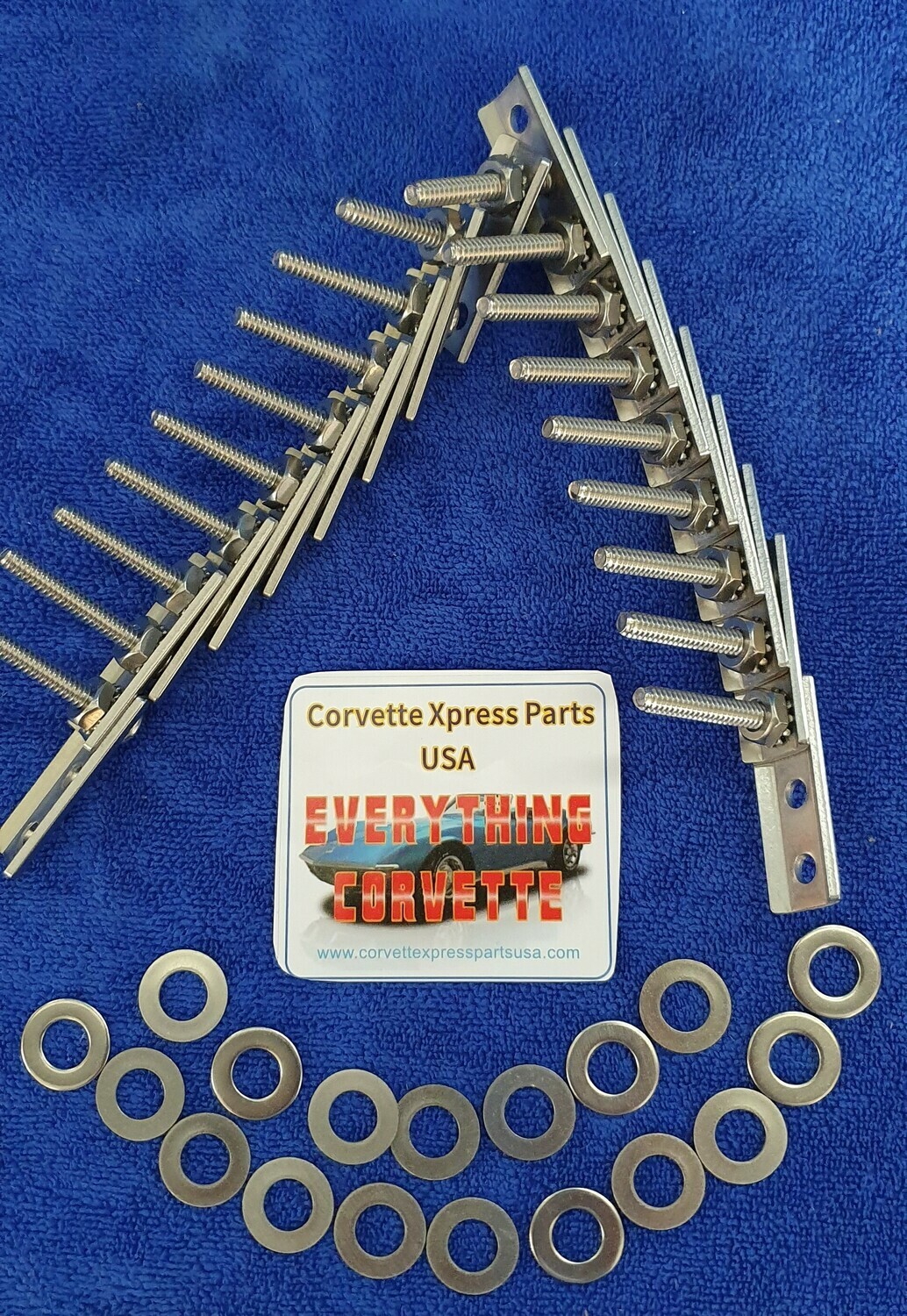 RETAINER SET-BUMPER-STAINLESS STEEL-18 PIECES-FRONT OR REAR-73-82 (#E7831)