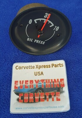 GAUGE-OIL PRESSURE-70 LBS.-WHITE FACE-72-73 (#E6287) 1F2