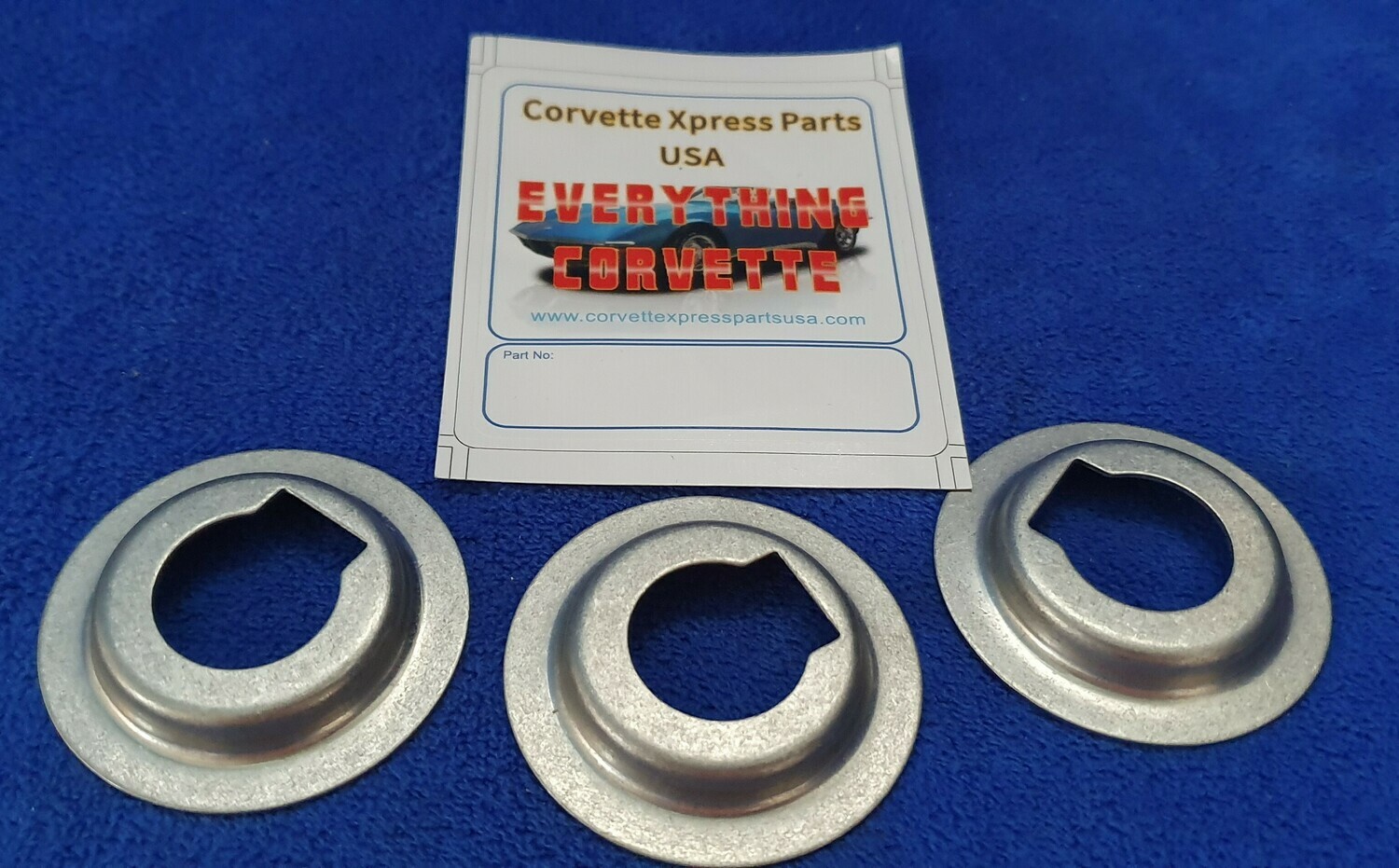 LATCH ESCUTCHEON SET-REAR COMPARTMENT-STAINLESS STEEL-3 PIECES-USA-68-77 (#EC520)