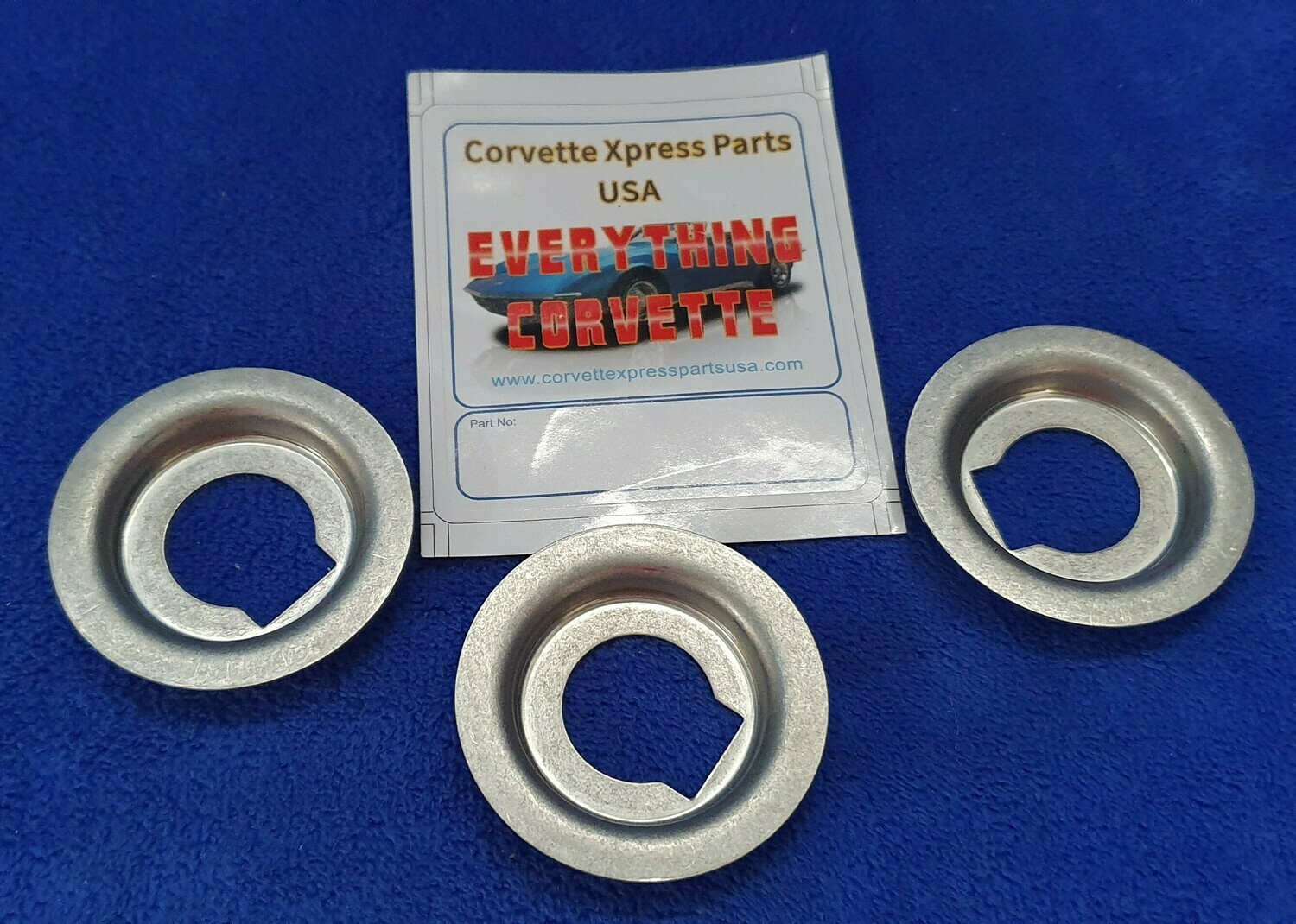 LATCH ESCUTCHEON SET-REAR COMPARTMENT-STAINLESS STEEL-3 PIECES-USA-68-77 (#EC520)