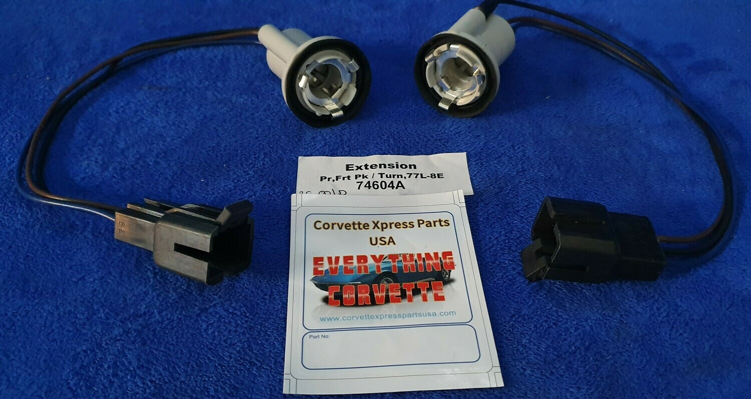 SOCKET SET-FRONT PARKING-TURN SIGNAL LAMP-WITH WIRING AND CONNECTORS-PAIR-77L-78 (#74604A)