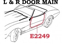 WEATHERSTRIP-DOOR MAIN-COUPE AND CONVERTIBLE-USA-PAIR-68 (#E2249)